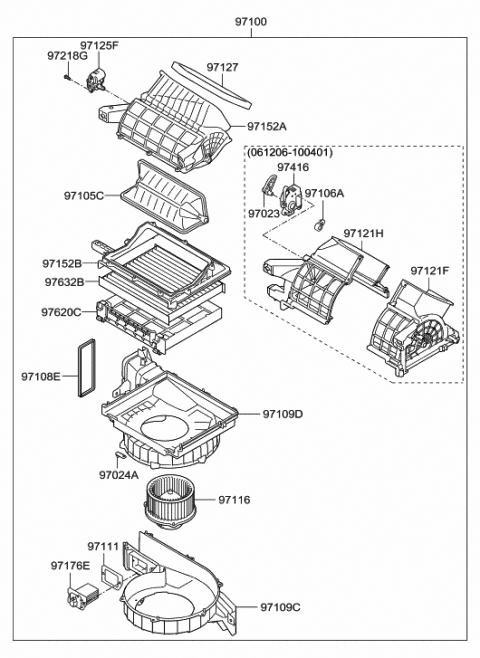 2010 Hyundai Veracruz Seal-Blower Inlet To C/Panel Diagram for 97127-3J000