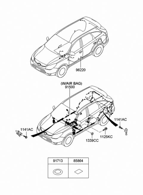 2006 Hyundai Veracruz Wiring Assembly-Floor Diagram for 91525-3JBB0