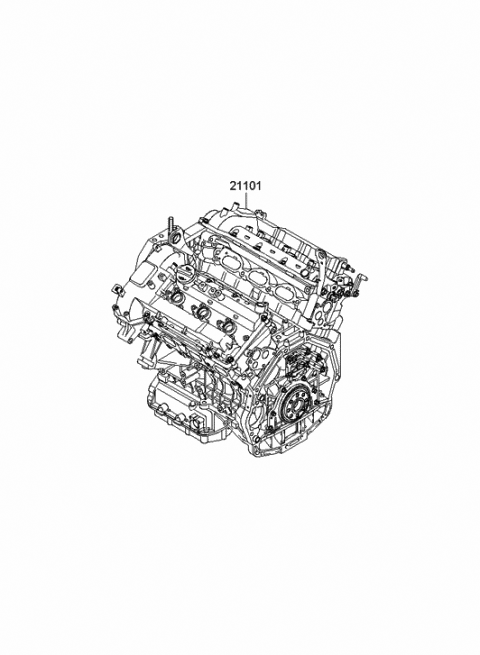 2008 Hyundai Veracruz Discontinued Reman Engine Diagram for 105R1-3CA00-HRM