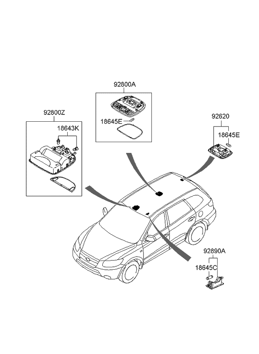 92800-2B010-J9 Hyundai Overhead Console Lamp Assembly