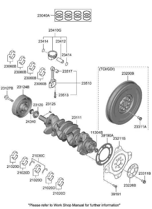 Hyundai 23410-2S001 Piston & Pin & Snap Ring Assembly