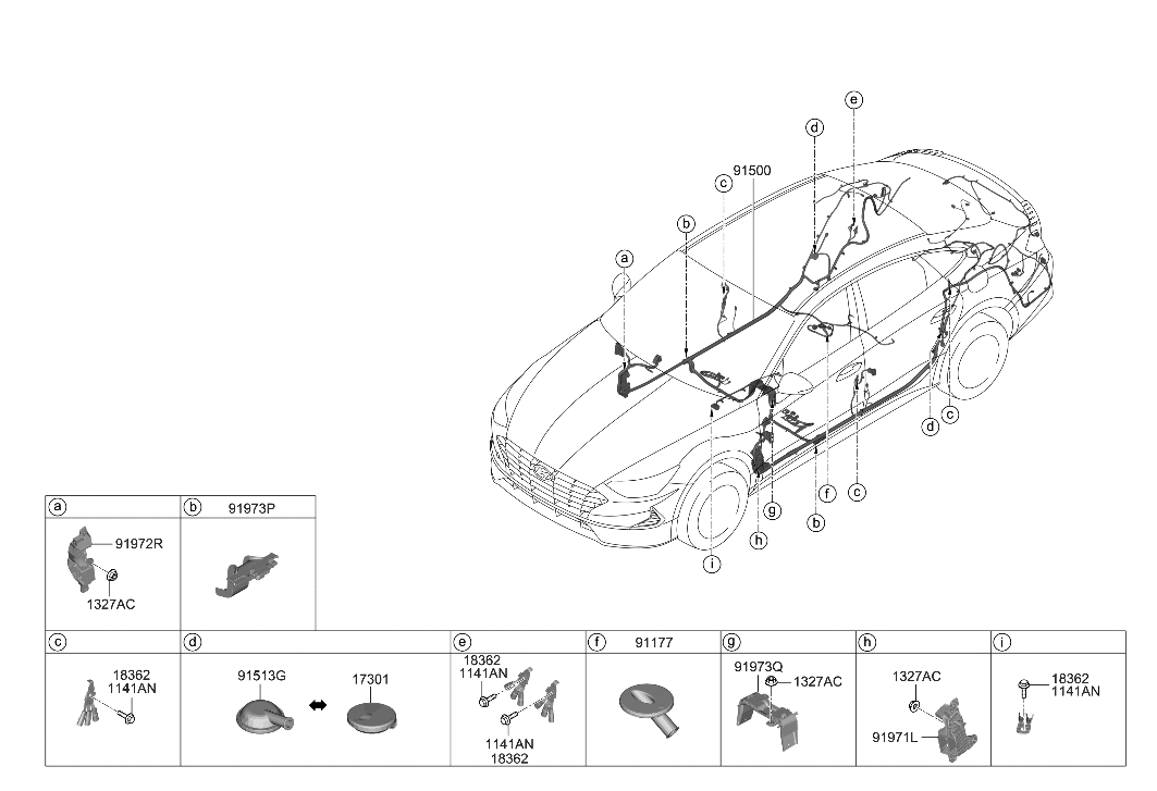 Hyundai 91515-L1021 Wiring Assembly-Floor