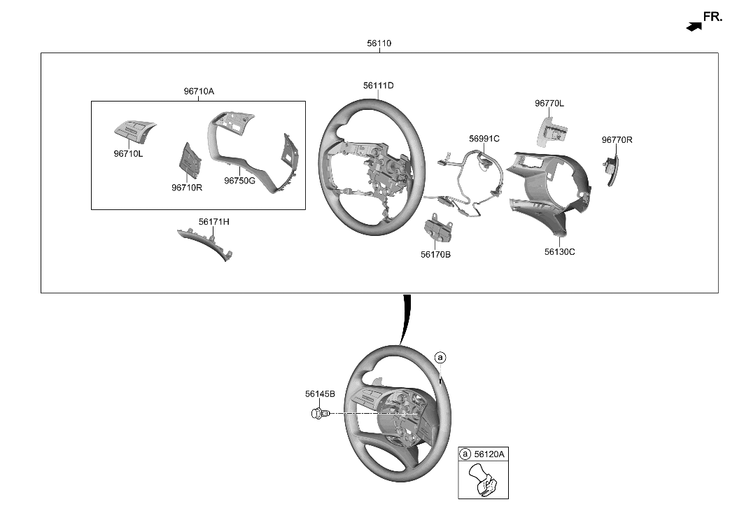 Hyundai 56120-L1000-YTH Steering Wheel Lower Cover Assembly