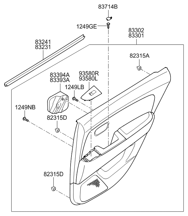 Hyundai 83302-2H112-9P Panel Complete-Rear Door Trim,RH