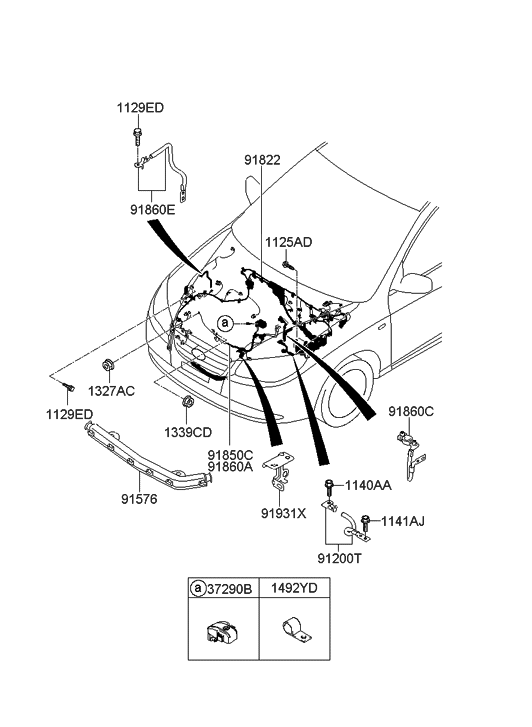 Hyundai 91850-2H232 Wiring Assembly-Battery(+)