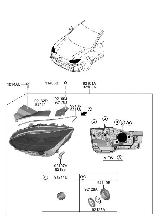 Hyundai 92102-KL120 LAMP ASSY-HEAD,RH