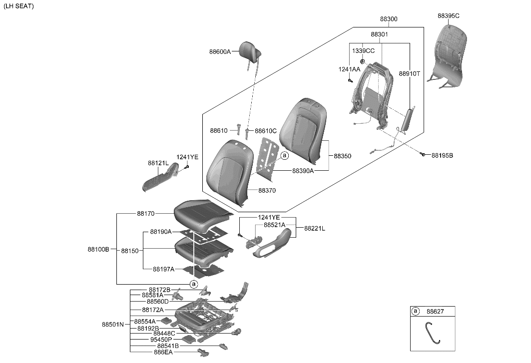 Hyundai 88160-KL020-UDX COVERING ASSY-FR CUSH,LH