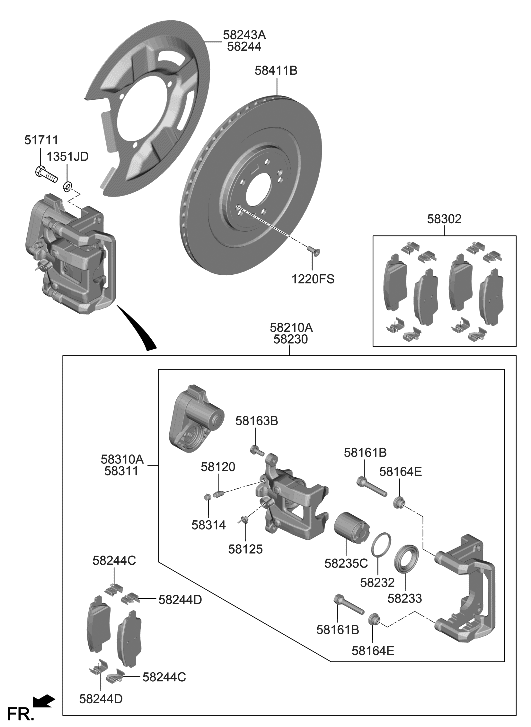 Hyundai 58230-KL000 BRAKE ASSY-RR WHEEL,RH