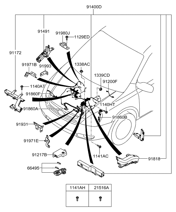 Hyundai 91405-4D141 Wiring Assembly-Control