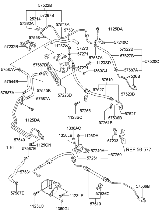 Hyundai 57510-25500 Hose Assembly-Power Steering Oil Pressure