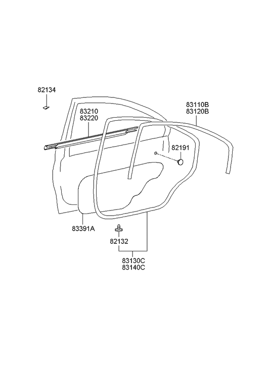Hyundai 83391-25020 Seal-Rear Door Trim
