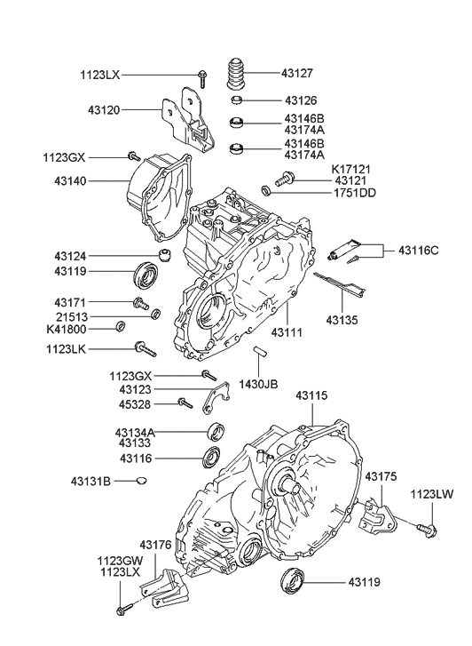 43176-22650 Genuine Hyundai Bracket-Roll Support,Rear