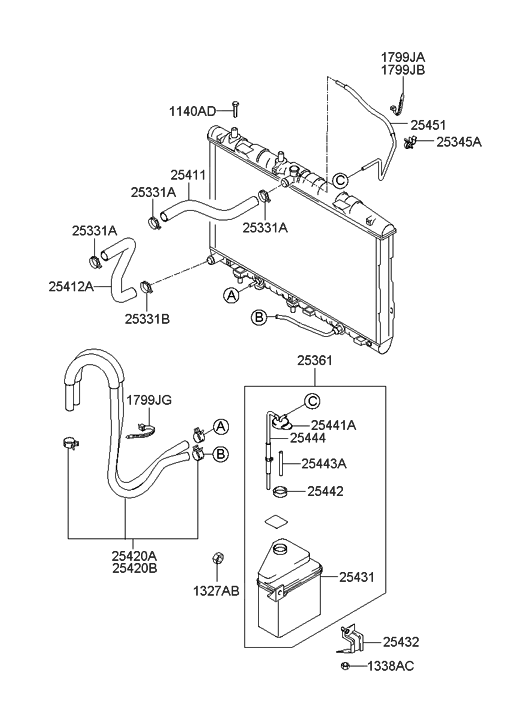 Hyundai 25334-25500 Bracket-Radiator Mounting,Upper