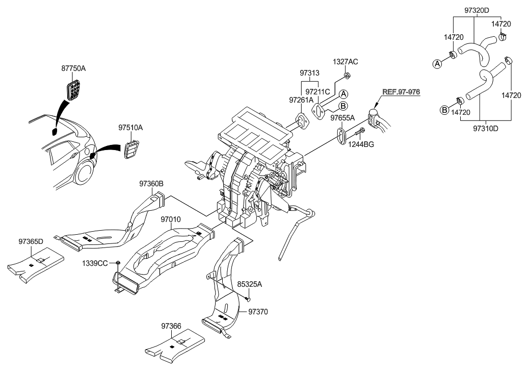 Hyundai 97010-A5000 Duct Assembly-RR Vent