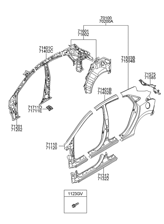 Hyundai 71401-A5B00 Pillar Assembly-Center Outer,LH