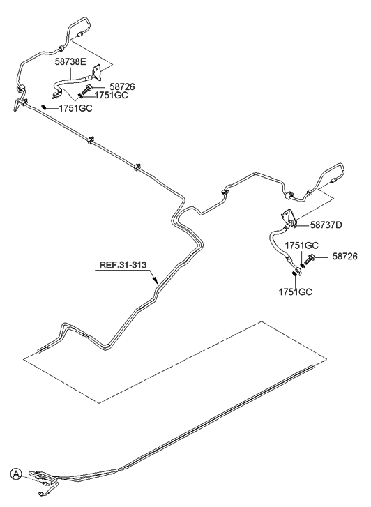 Hyundai 58737-A5400 Hose-Brake Rear,LH