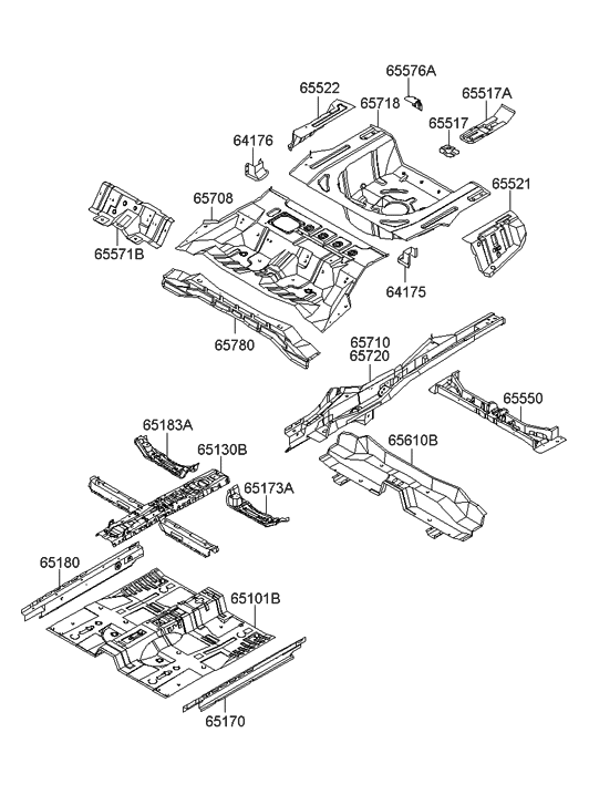 Hyundai 65576-3K100 Reinforcement-Rear Floor Rear Center