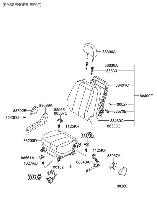 Hyundai 88460-3K200-FZN Front Passenger Side Seat Back Covering