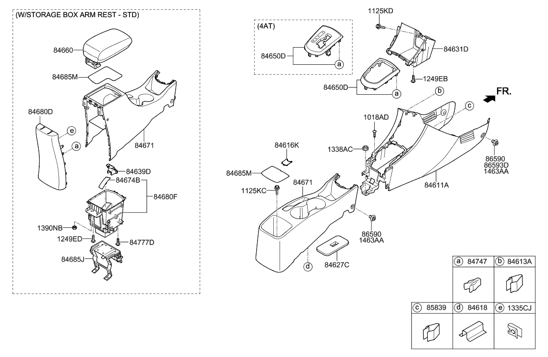 Hyundai 84650-1R500-RDR Cover Assembly-Console Upper