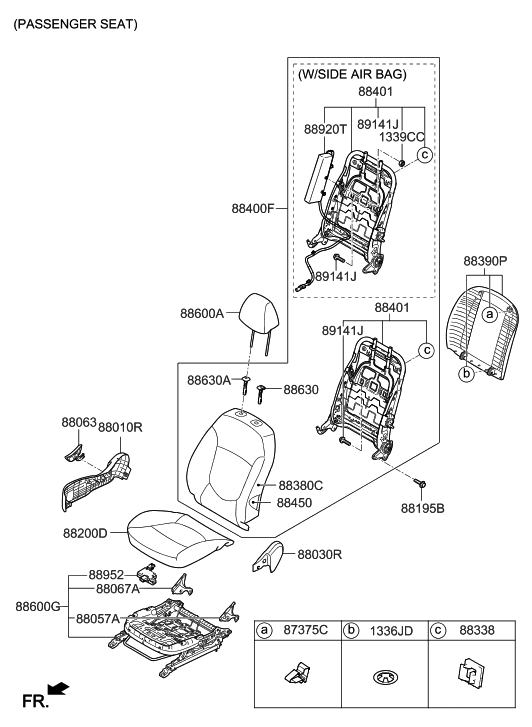 Hyundai 88400-1R390-SCC Back Assembly-Front Seat Passenger