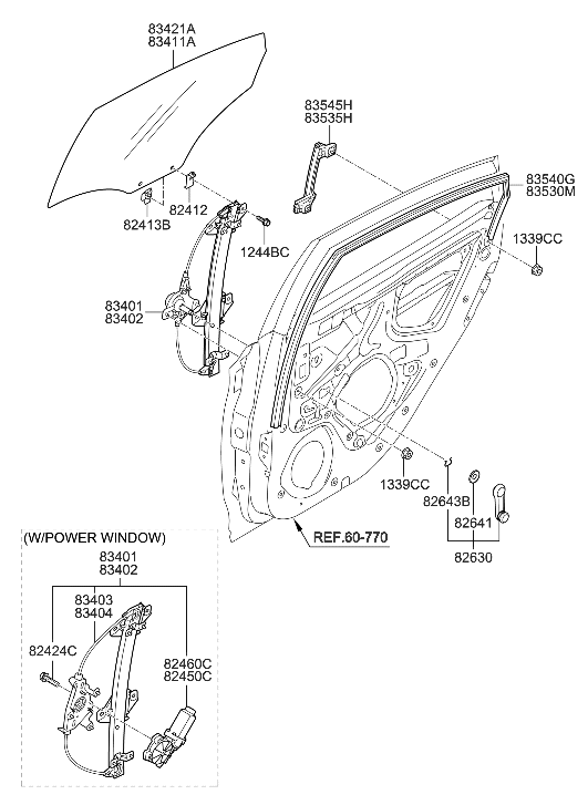 Hyundai 82630-22001-VYF Handle Assembly-Door Window Regulator