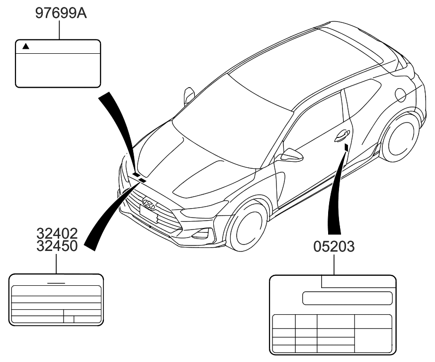 Hyundai 05203-J3520 Label-Tire Pressure