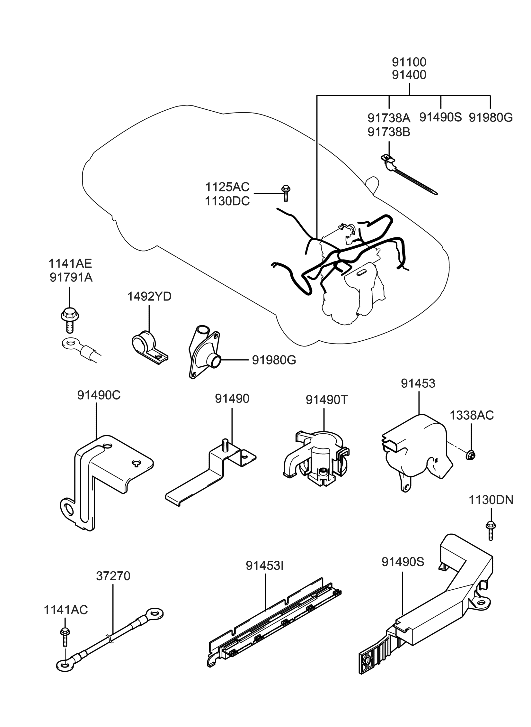 Hyundai 91470-2D040 Wiring Assembly-Engine Control Module