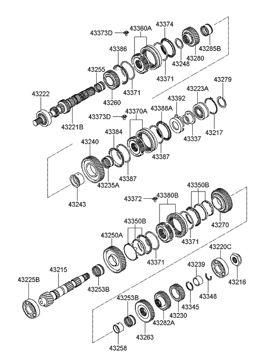 Hyundai 43360-3A000 Hub & Sleeve-Synchronizer(3&4)