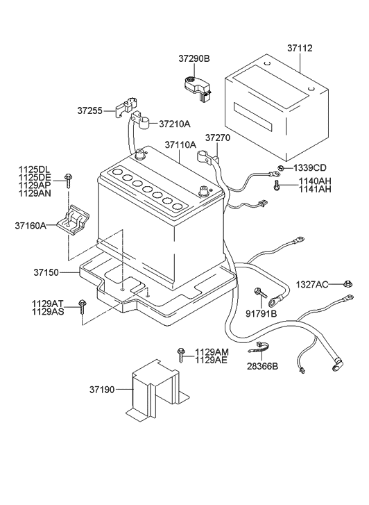 Hyundai 37210-26000 Cable Assembly-Battery