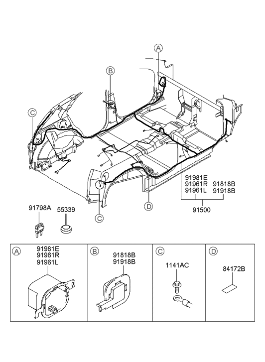 Hyundai 91500-26192 Wiring Assembly-Floor