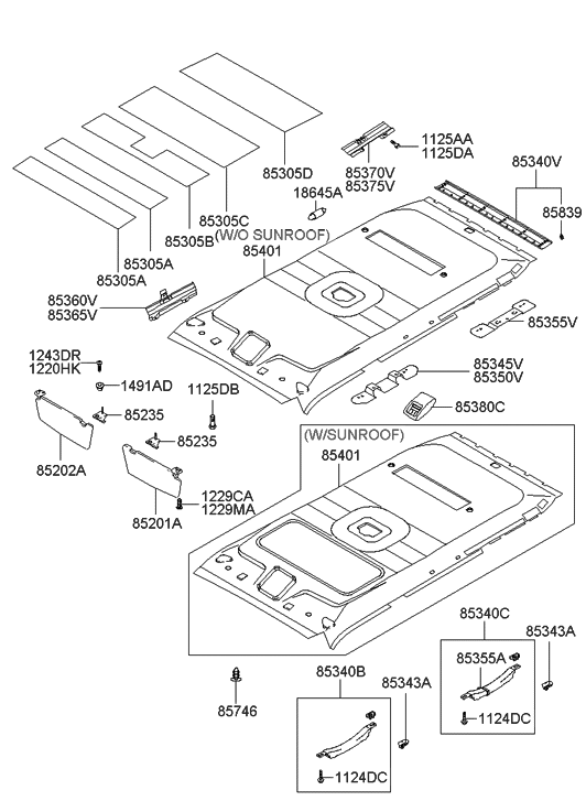 Hyundai 85305-26100 Pad-Roof No.2