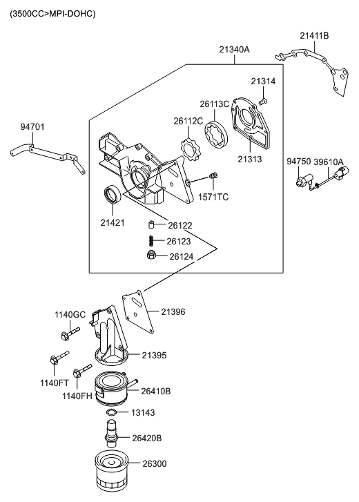 Hyundai 39610-39700 Wiring-Oil Pressure