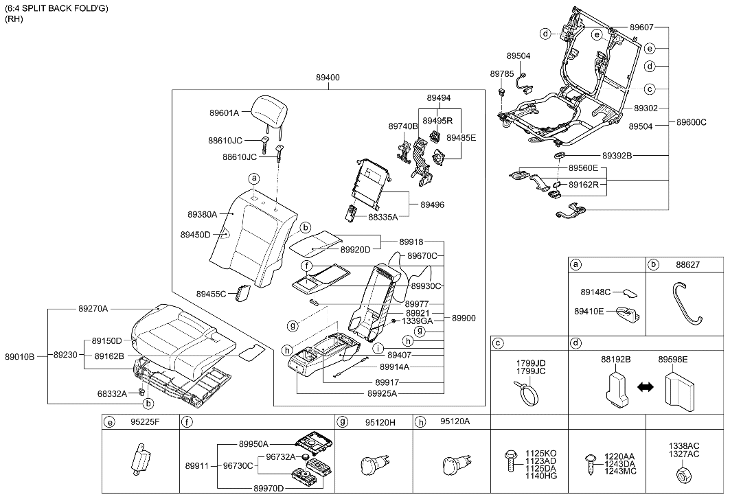Hyundai 89916-3N290-TU Rear Seat Armrest Cup Holder Assembly