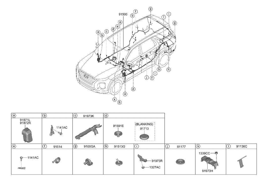 Hyundai 91541-S8431 WIRING ASSY-FLOOR