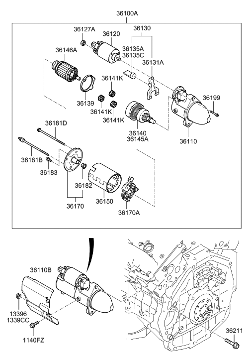 Hyundai 36180-2F350 Bracket-Starter,RR