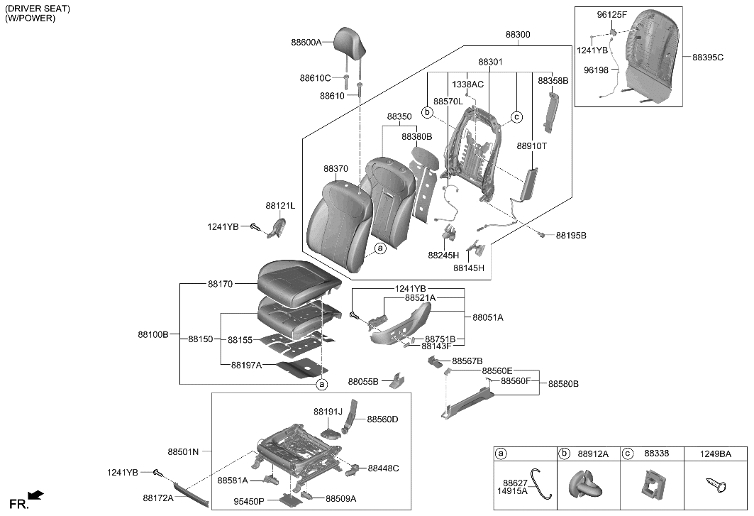 Hyundai 88300-S8800-UDW Back Assembly-FR Seat,LH