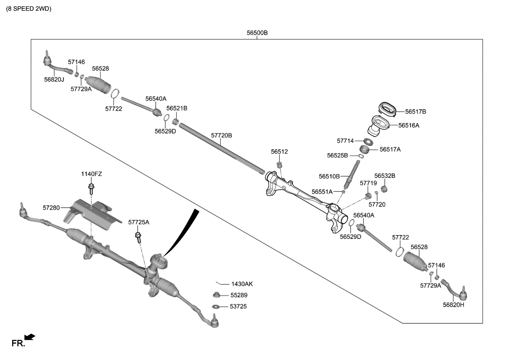 Hyundai 57730-S8000 Rack Assembly-P/S Gear Box