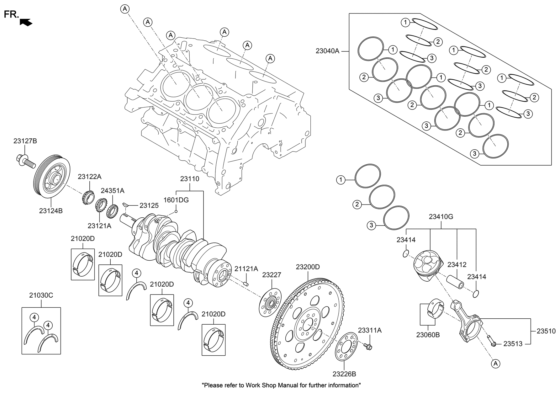 Hyundai 23041-3LTE0 Piston & Pin & Snap Ring Assembly