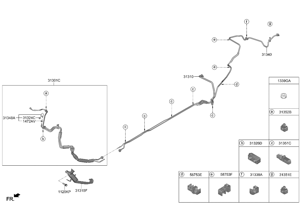 Hyundai 31352-B1200 Clip-Fuel Hose