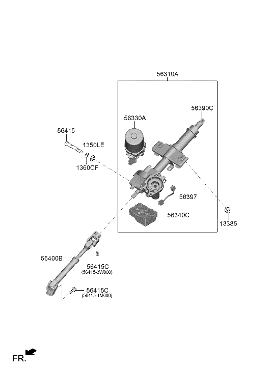 Hyundai 56390-J0700 Column & Housing Assembly