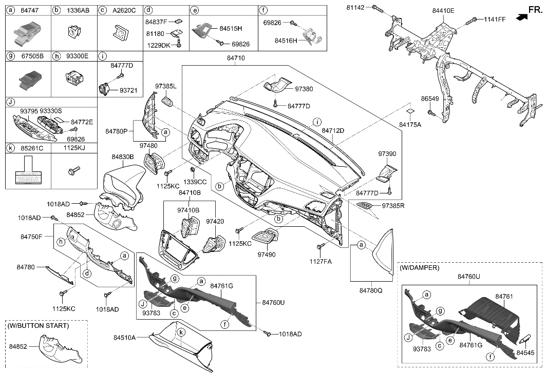Hyundai 84710-J0AF0-TRY Crash Pad Assembly-Main