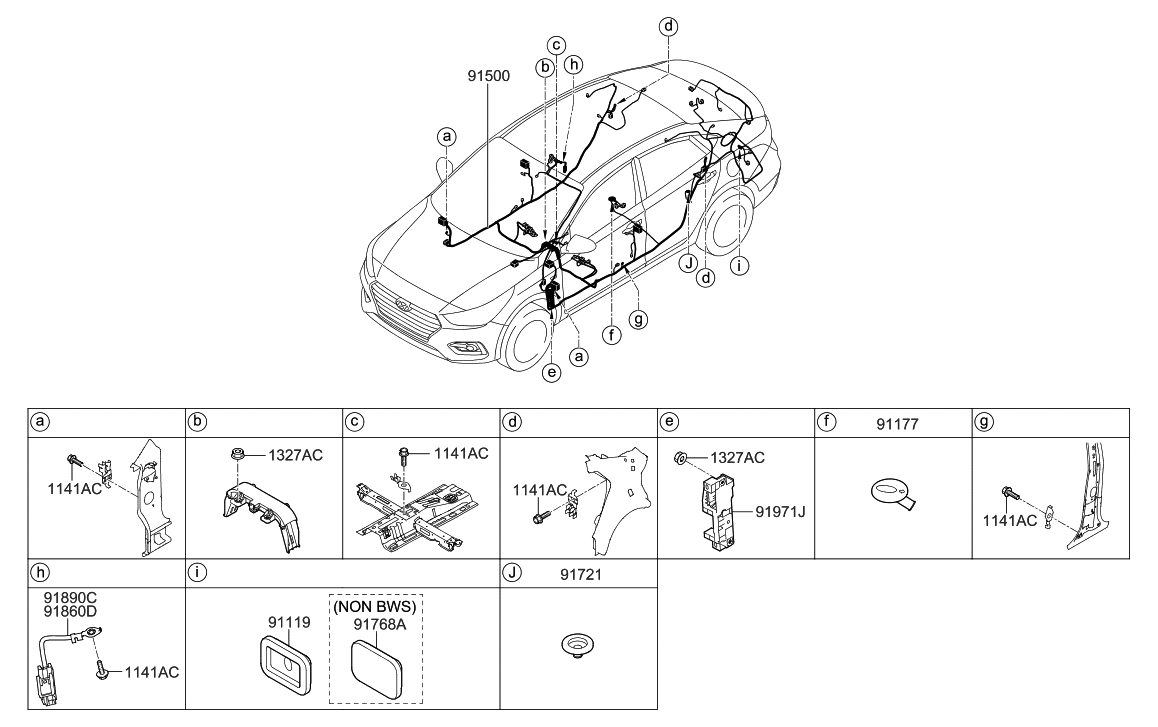 Hyundai 91540-J0180 Wiring Assembly-Floor