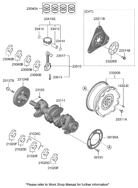 Hyundai 23041-2M022 Piston & Pin & Snap Ring Assembly