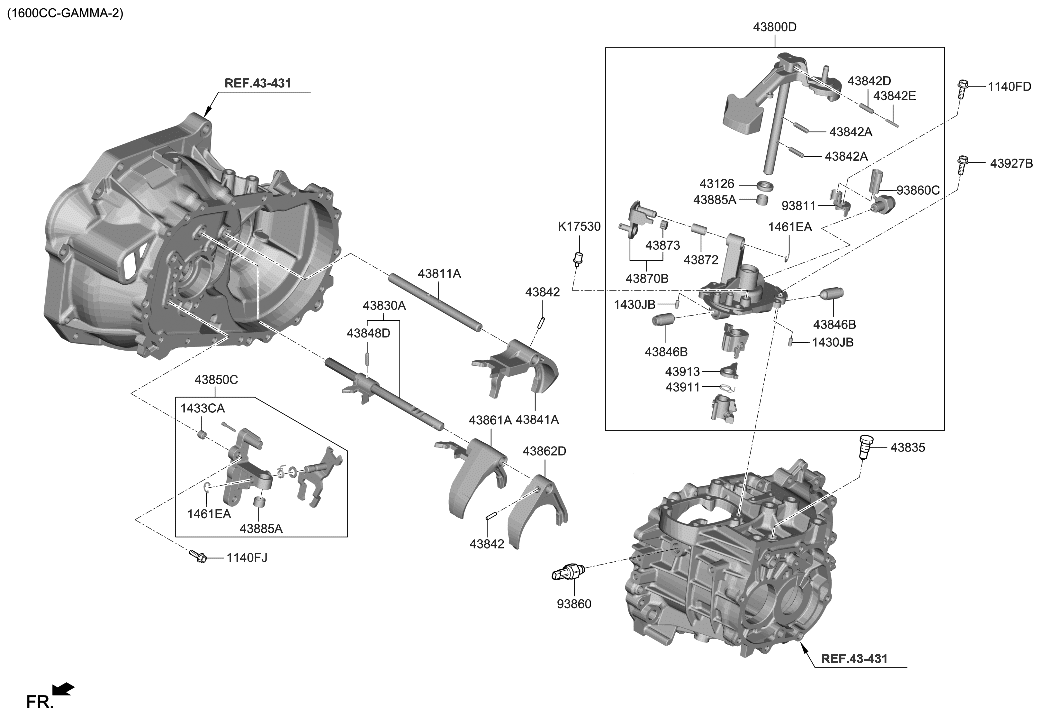 Hyundai 43830-26600 Rail Sub Assembly-Shift(5&R)