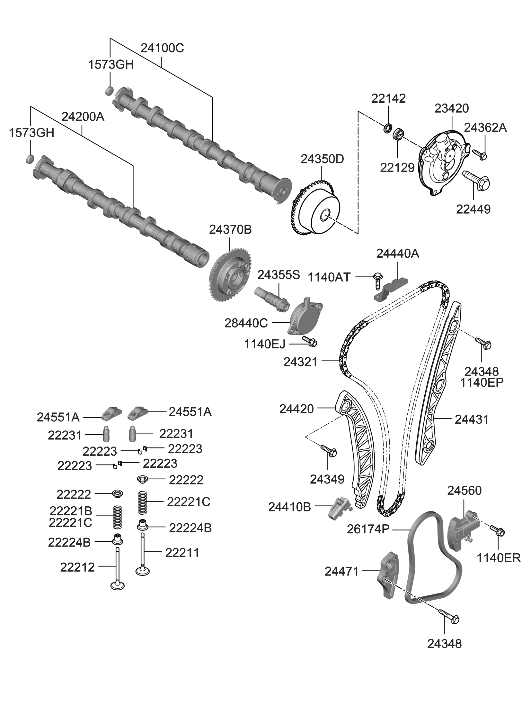 Hyundai 24410-2S000 Tensioner Assembly-Timing Chain