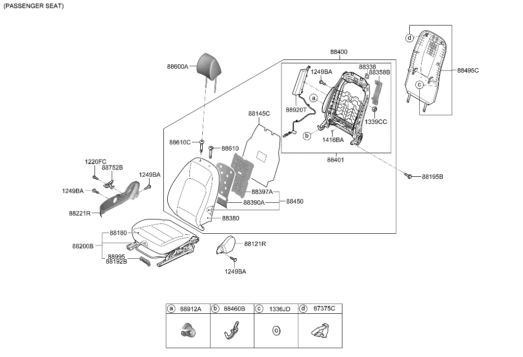 Hyundai 88460-J9000-RVS COVERING ASSY-FR BACK,RH