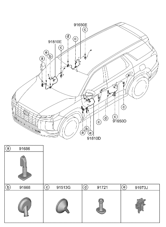 Hyundai 91630-S8010 WIRING ASSY-RR DR RH