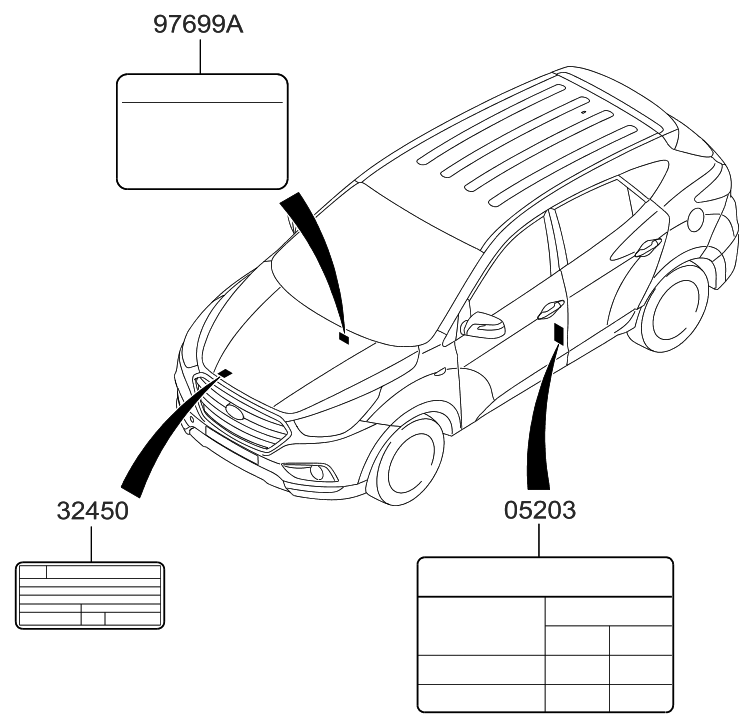 Hyundai 05203-4W100 Label-Tire Pressure