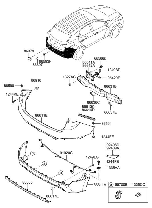 Hyundai 86631-4W000 Rail-Rear Bumper