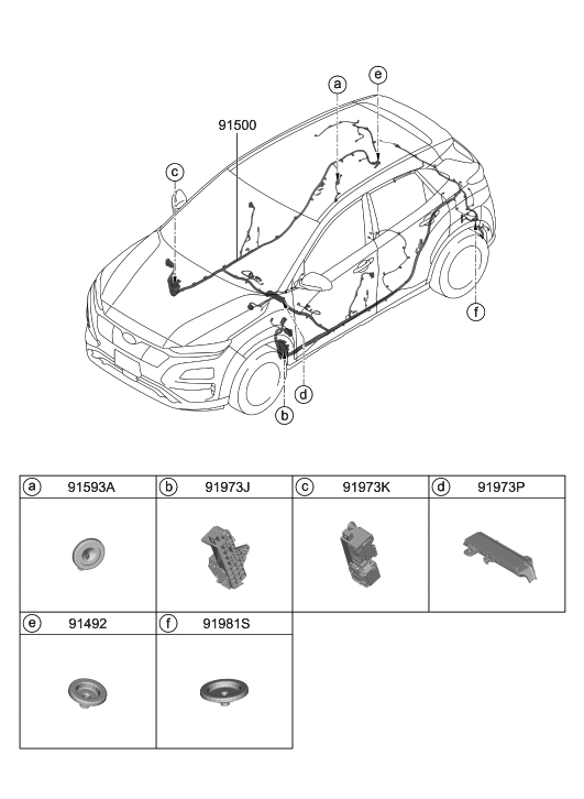 Hyundai 91508-K4040 Wiring Assembly-Floor